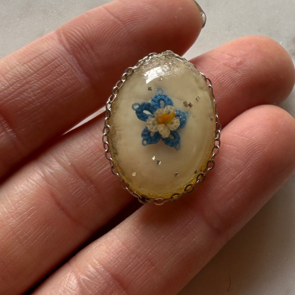 Handcrafted Floral Resin marble 1970s pendant